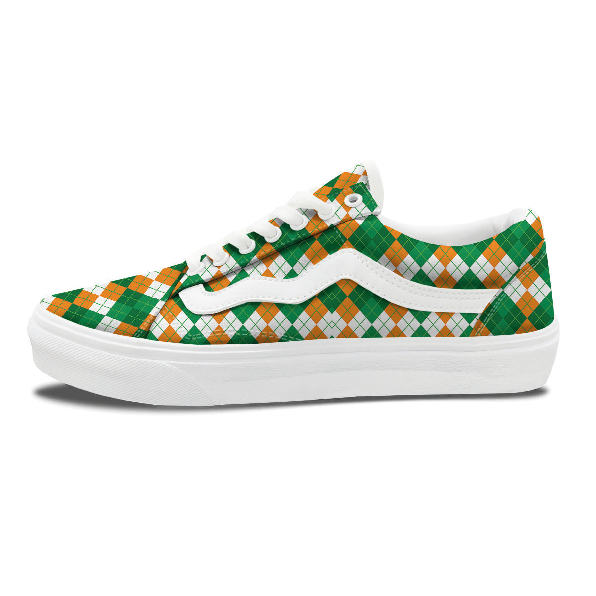 Argyle Irish Themed Print Pattern Skate Shoes-grizzshop