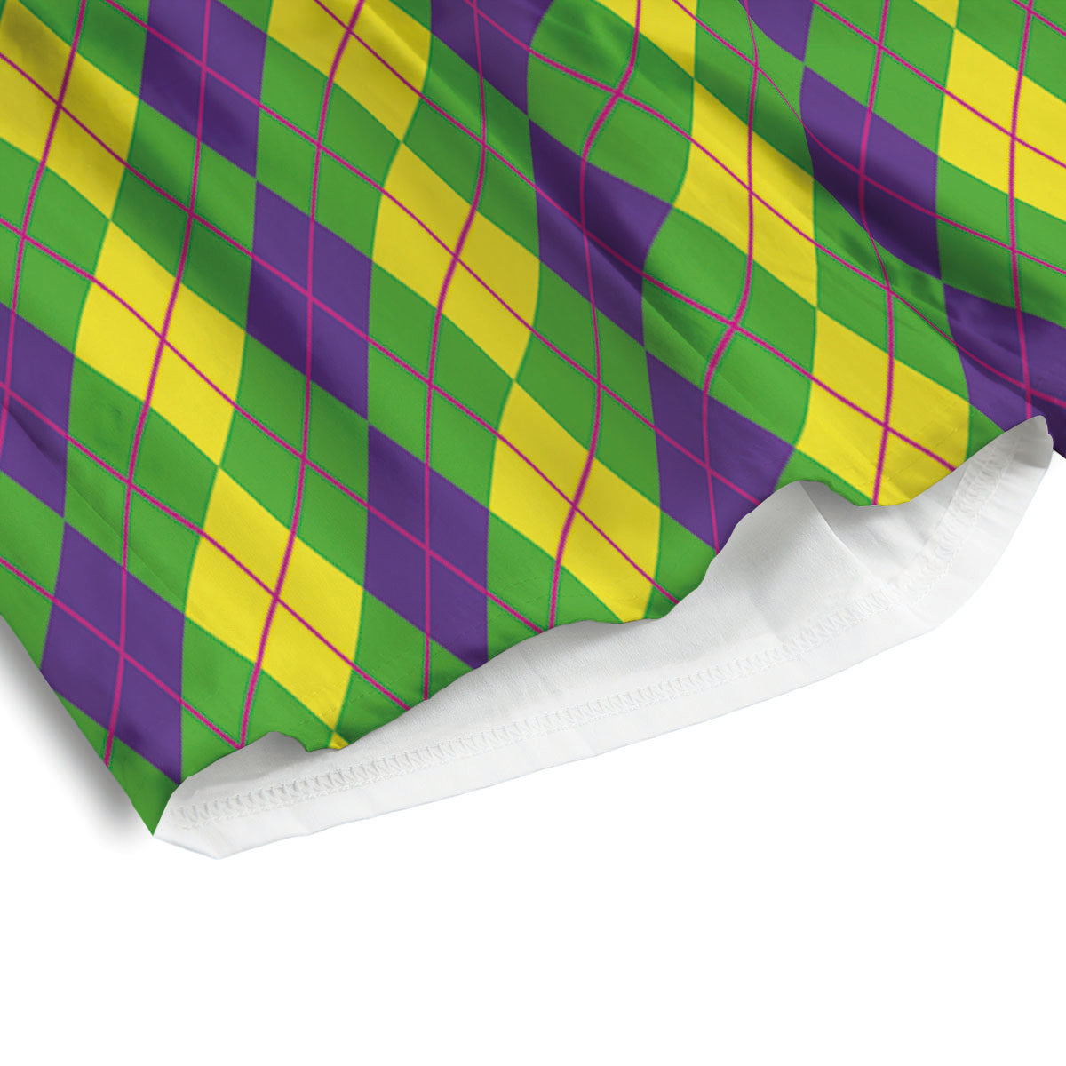 Argyle Mardi Gras Print Pattern Men's Athletic Shorts