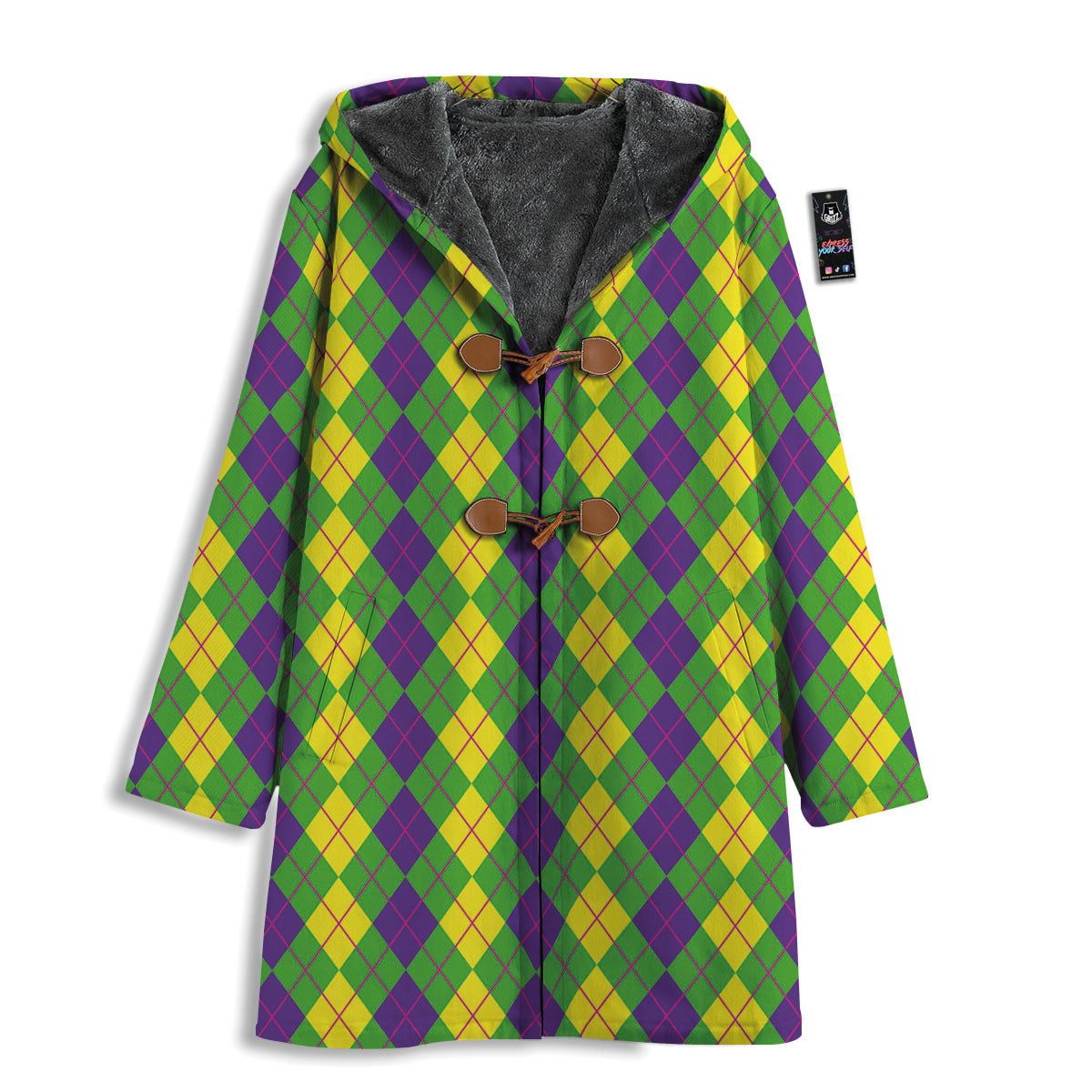 Argyle Mardi Gras Print Pattern Men's Windbreaker Jacket-grizzshop