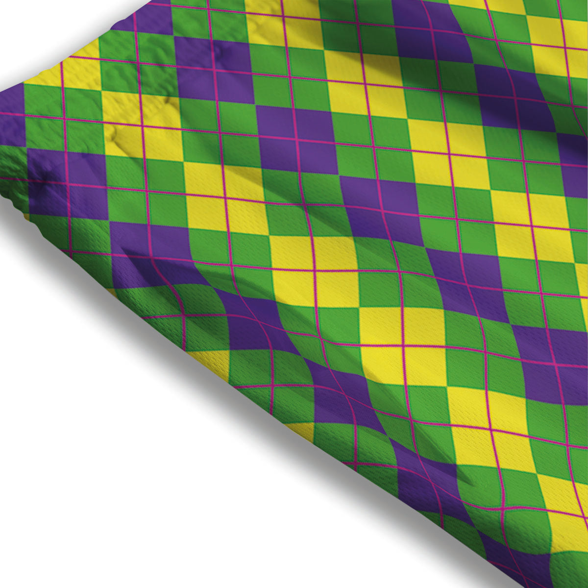 Argyle Mardi Gras Print Pattern Mesh Shorts