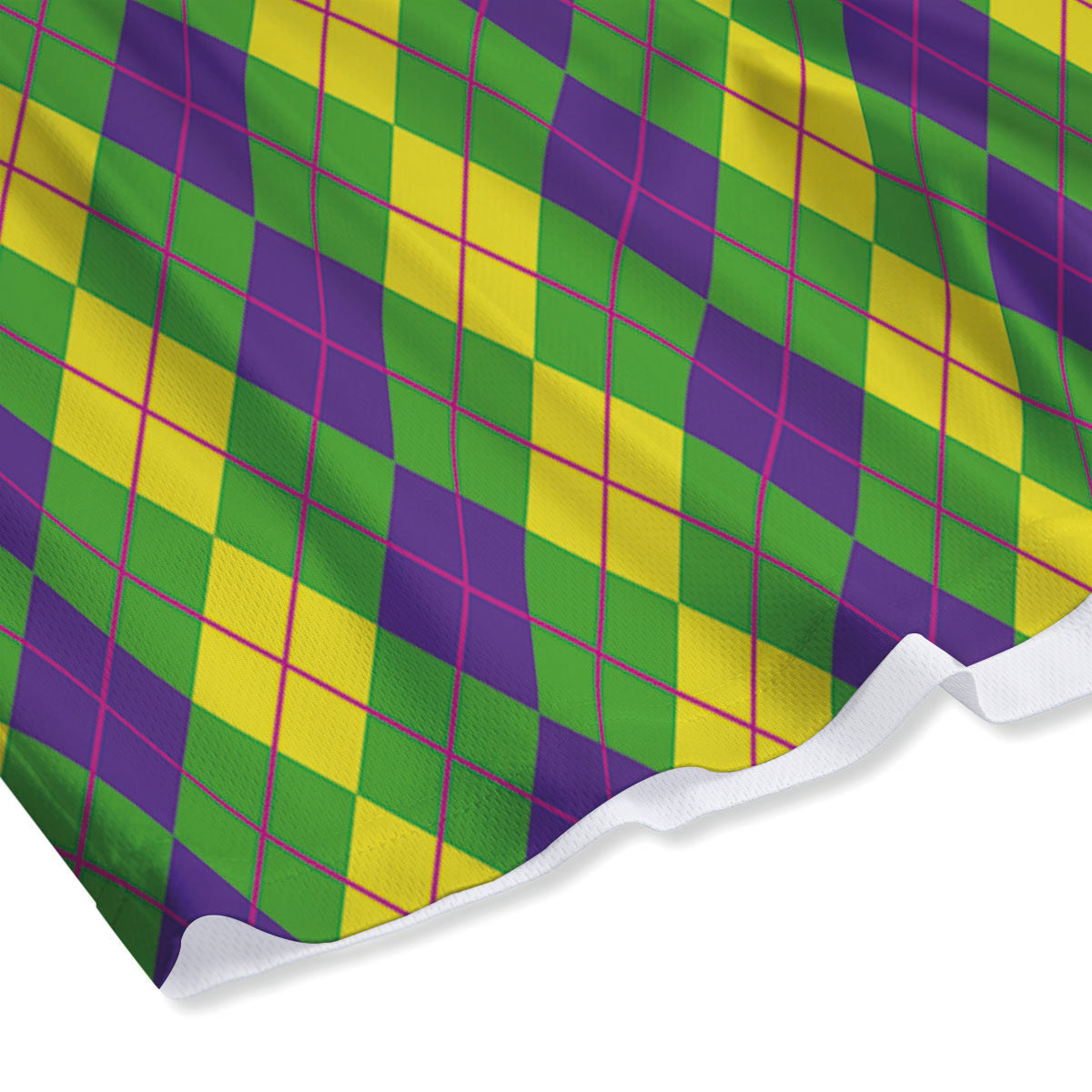Argyle Mardi Gras Print Pattern Mesh Shorts