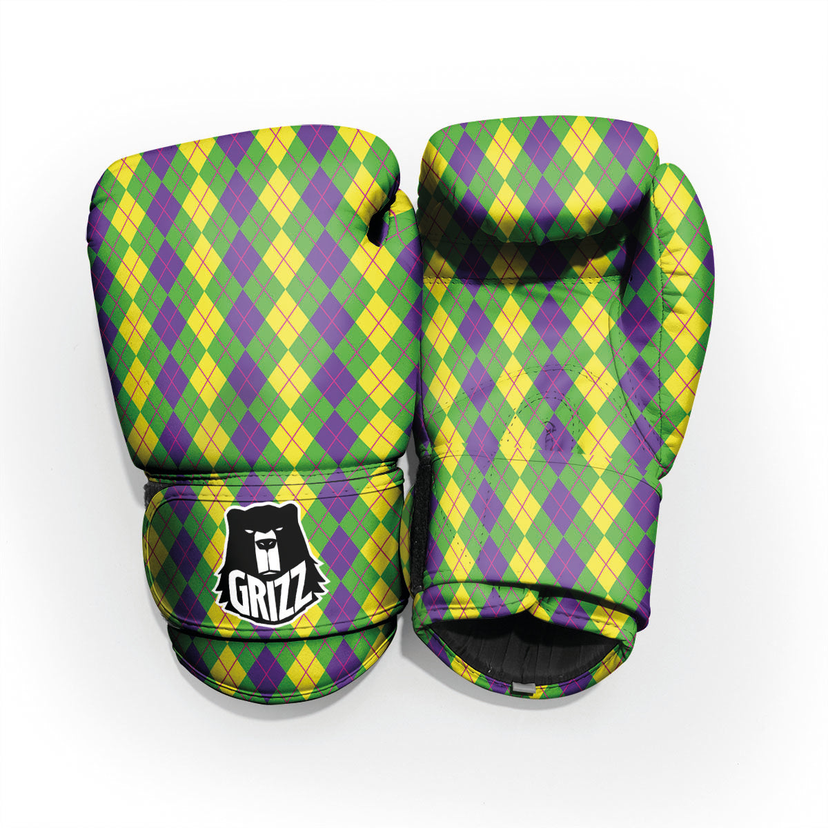 Argyle Mardi Gras Print Pattern Pro Boxing Glove