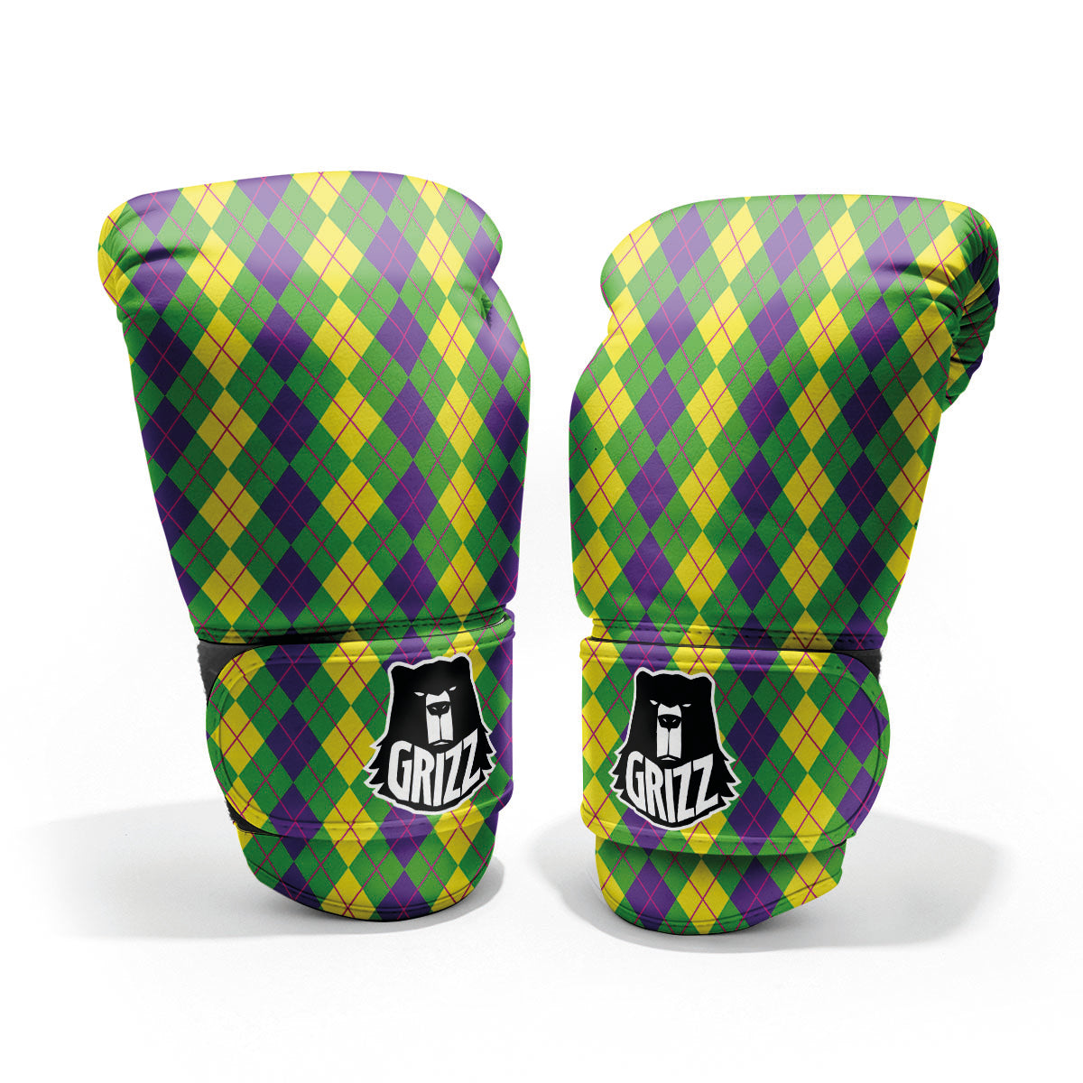 Argyle Mardi Gras Print Pattern Pro Boxing Glove