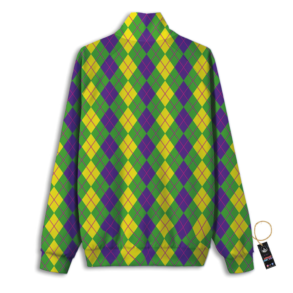 Argyle Mardi Gras Print Pattern Track Jacket-grizzshop