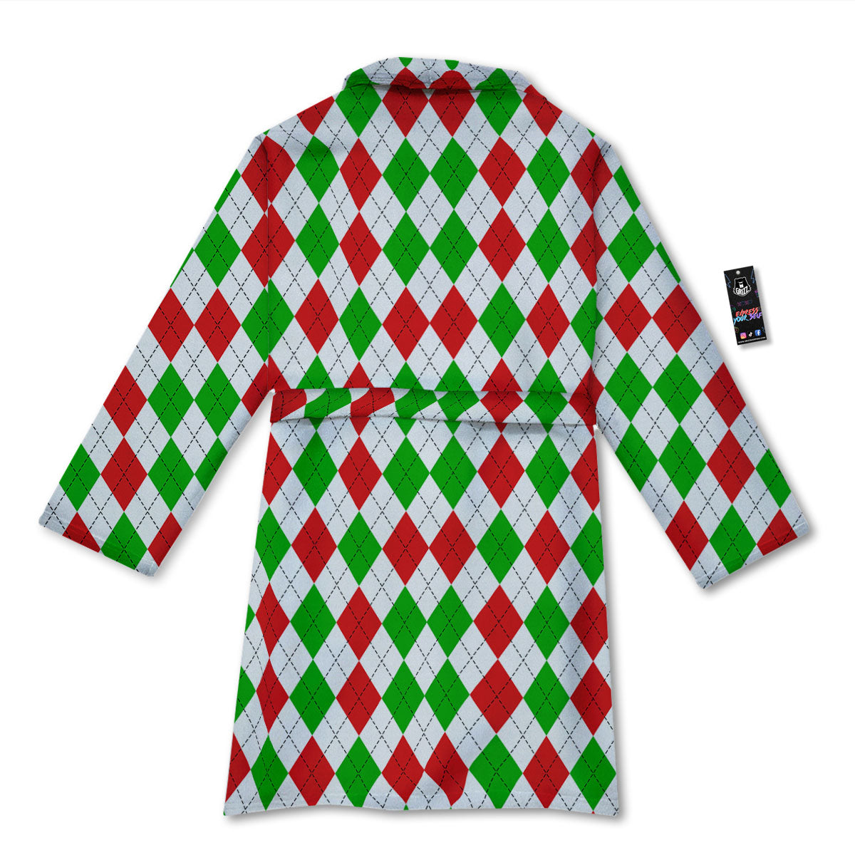 Argyle Merry Christmas Print Pattern Bathrobe-grizzshop