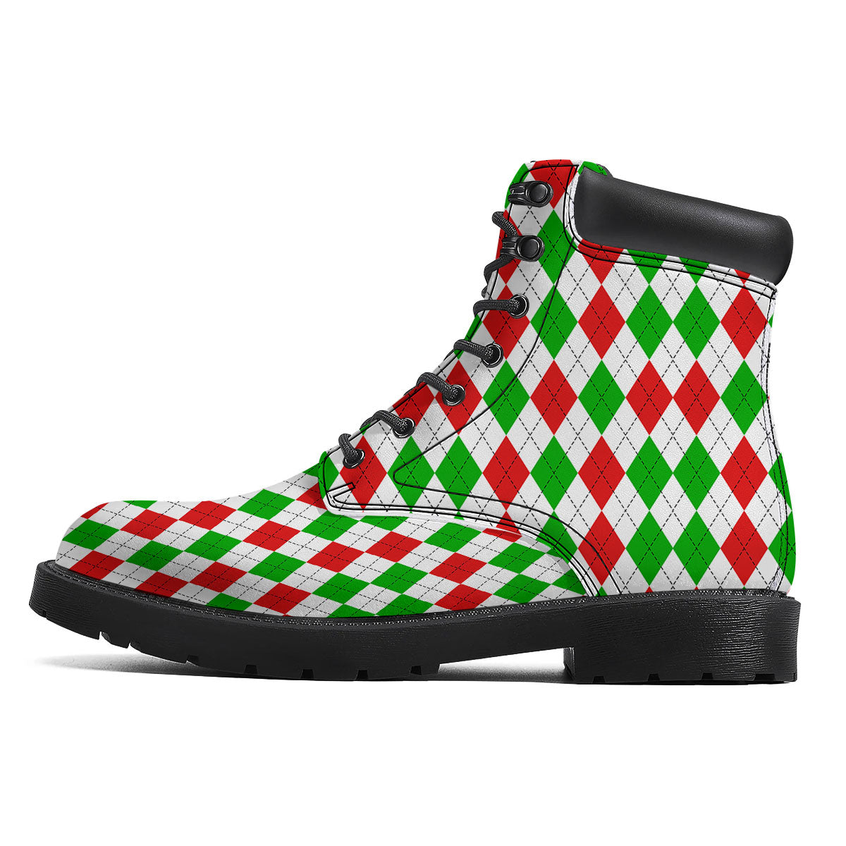 Argyle Merry Christmas Print Pattern Boots-grizzshop