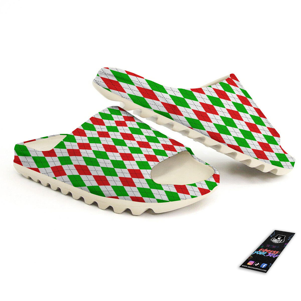 Argyle Merry Christmas Print Pattern Sandals-grizzshop