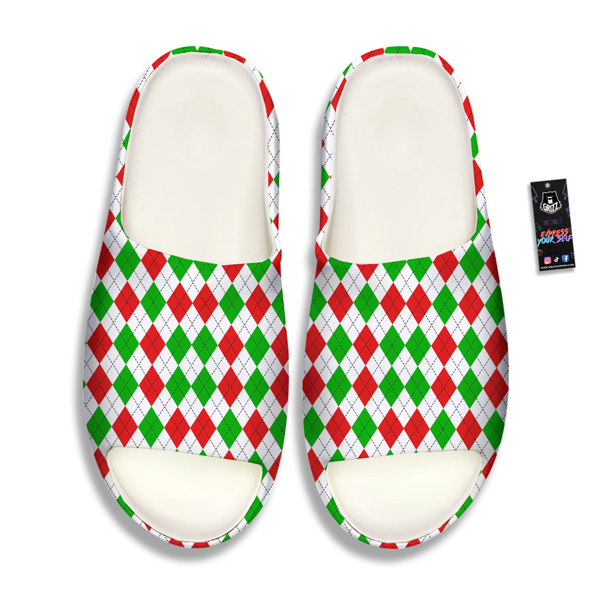Argyle Merry Christmas Print Pattern Sandals-grizzshop