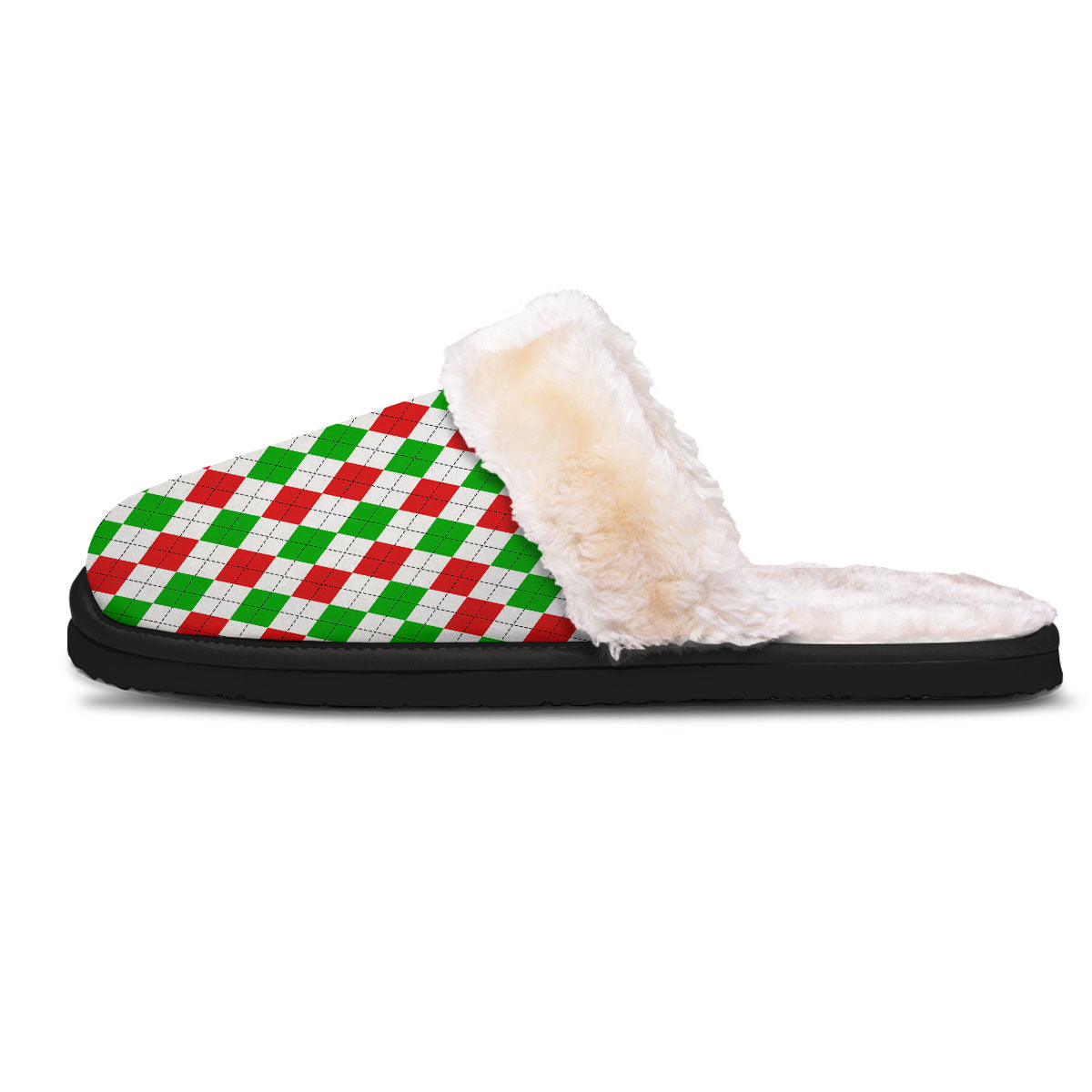 Argyle Merry Christmas Print Pattern Slippers-grizzshop