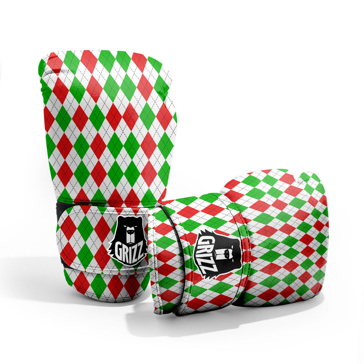 Argyle Merry Christmas Print Pattern Pro Boxing Glove