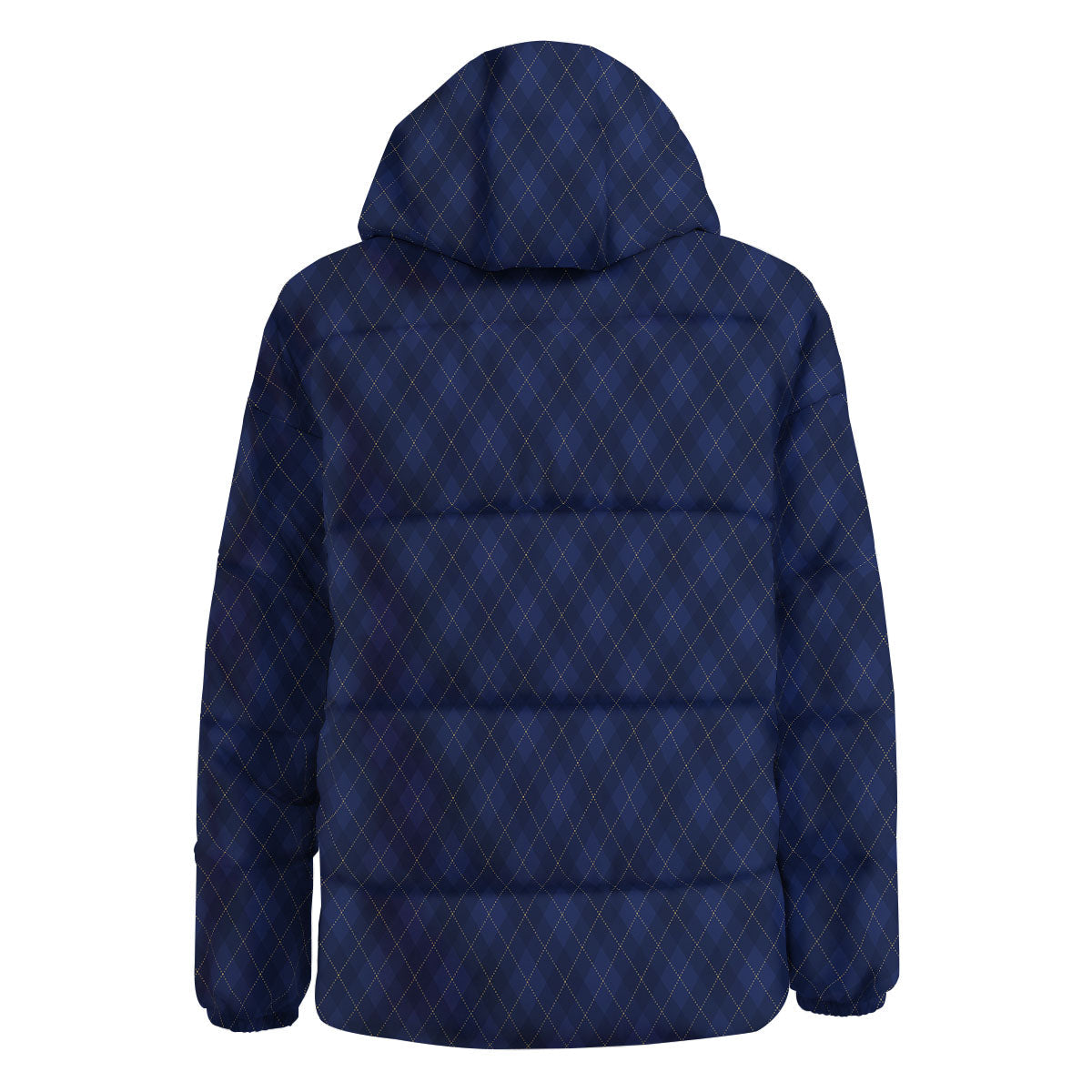Argyle Navy Blue Print Pattern Down Jacket-grizzshop