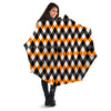 Argyle Orange Black And White Print Pattern Umbrella-grizzshop