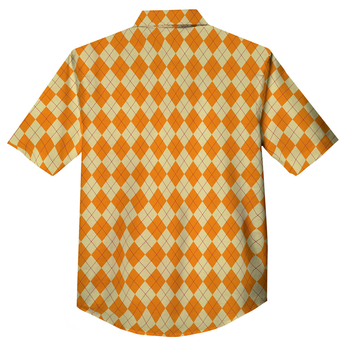 Argyle Orange Print Pattern Button Up Shirt-grizzshop