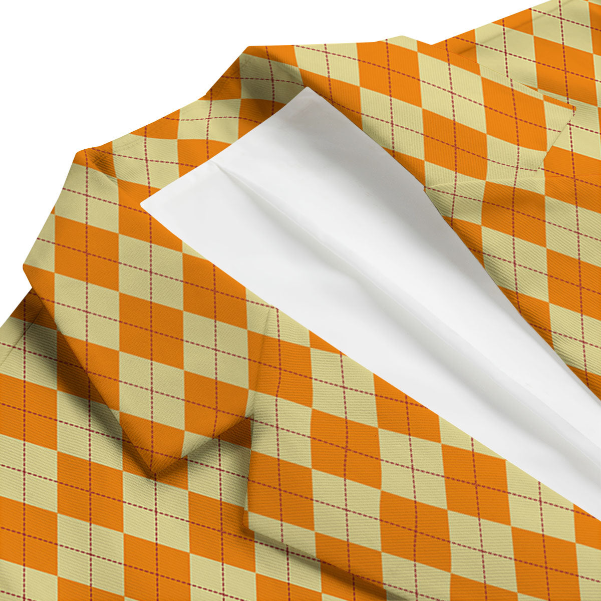 Argyle Orange Print Pattern Men's Blazer-grizzshop