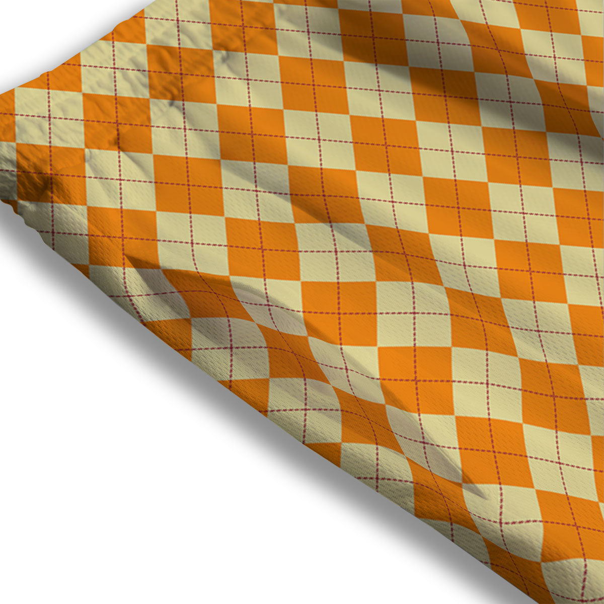 Argyle Orange Print Pattern Mesh Shorts-grizzshop