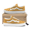 Argyle Orange Print Pattern Skate Shoes-grizzshop