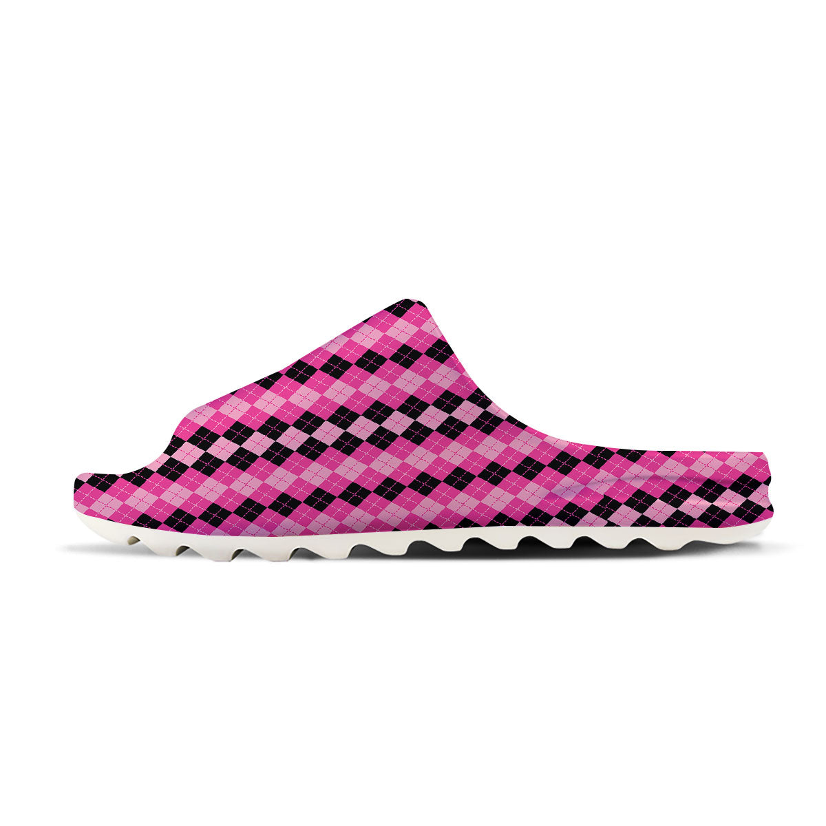 Argyle Pink And Black Print Pattern Sandals-grizzshop