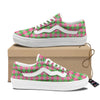 Argyle Pink And Green Print Pattern Skate Shoes-grizzshop