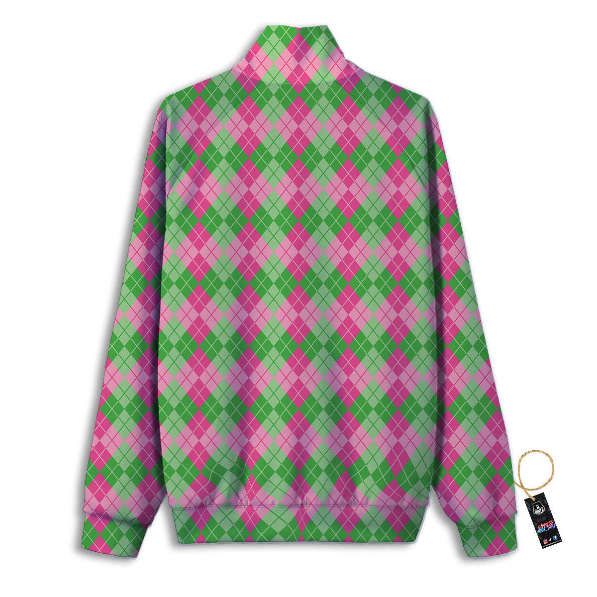 Argyle Pink And Green Print Pattern Track Jacket-grizzshop