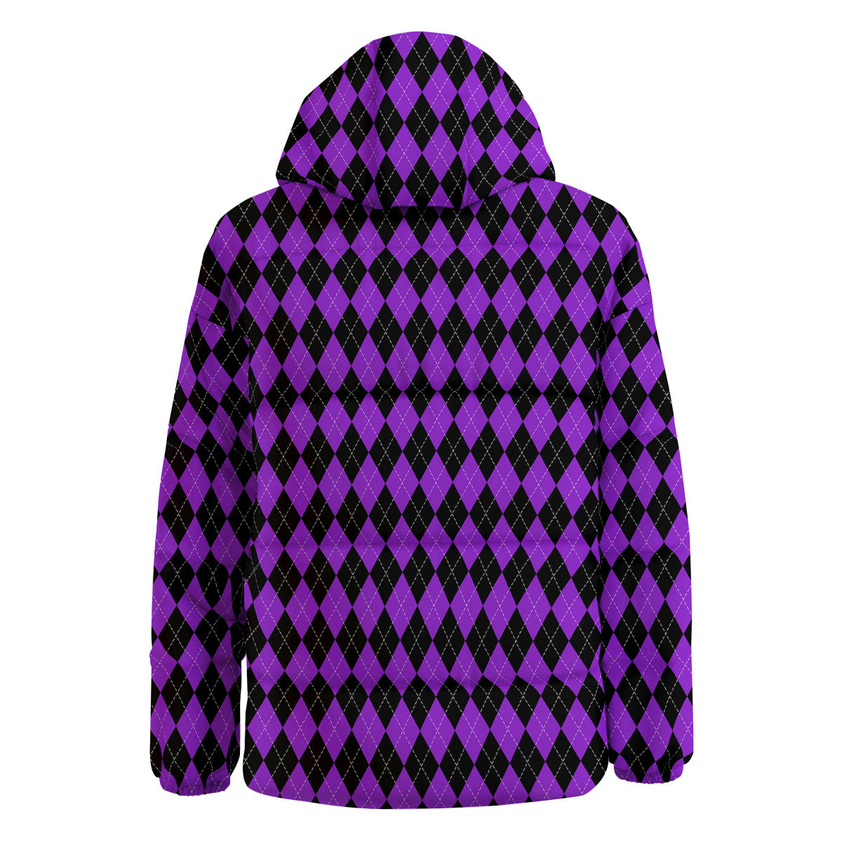 Argyle Purple And Black Print Pattern Down Jacket-grizzshop