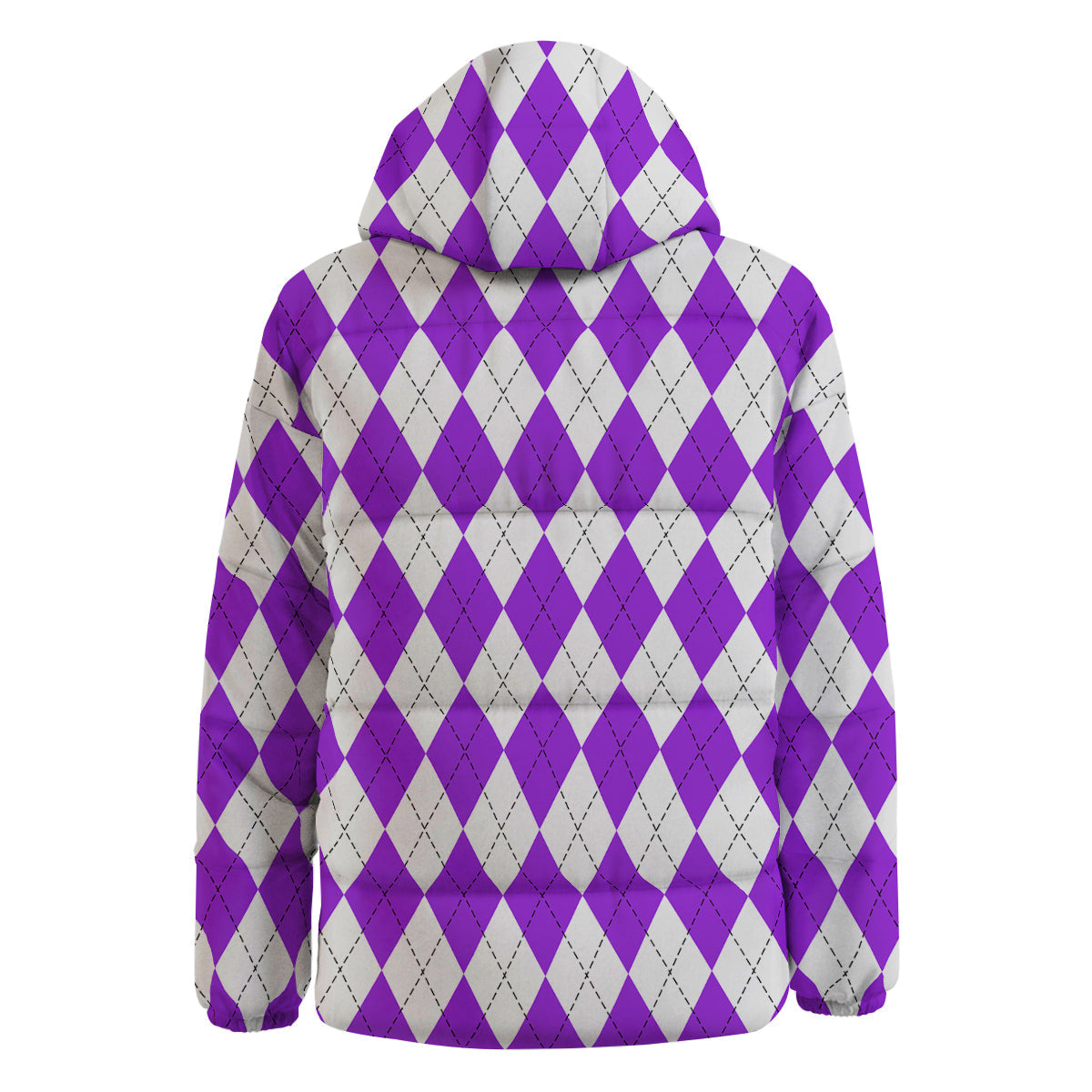 Argyle Purple And White Print Pattern Down Jacket-grizzshop