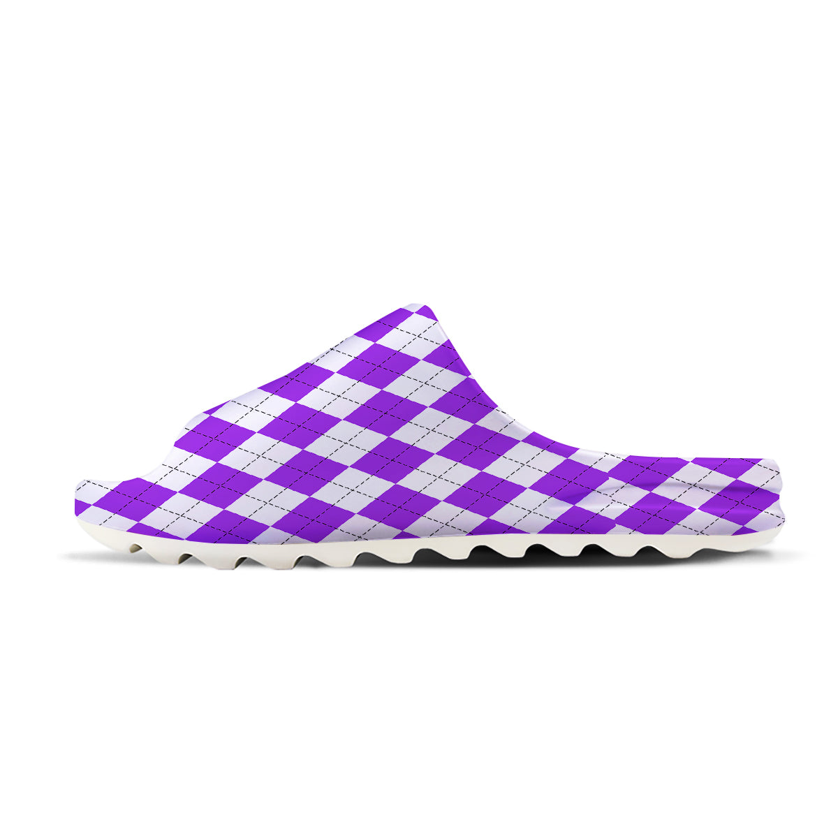 Argyle Purple And White Print Pattern Sandals-grizzshop