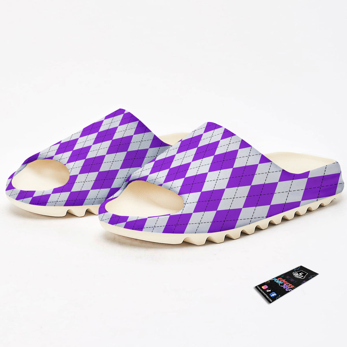 Argyle Purple And White Print Pattern Sandals-grizzshop