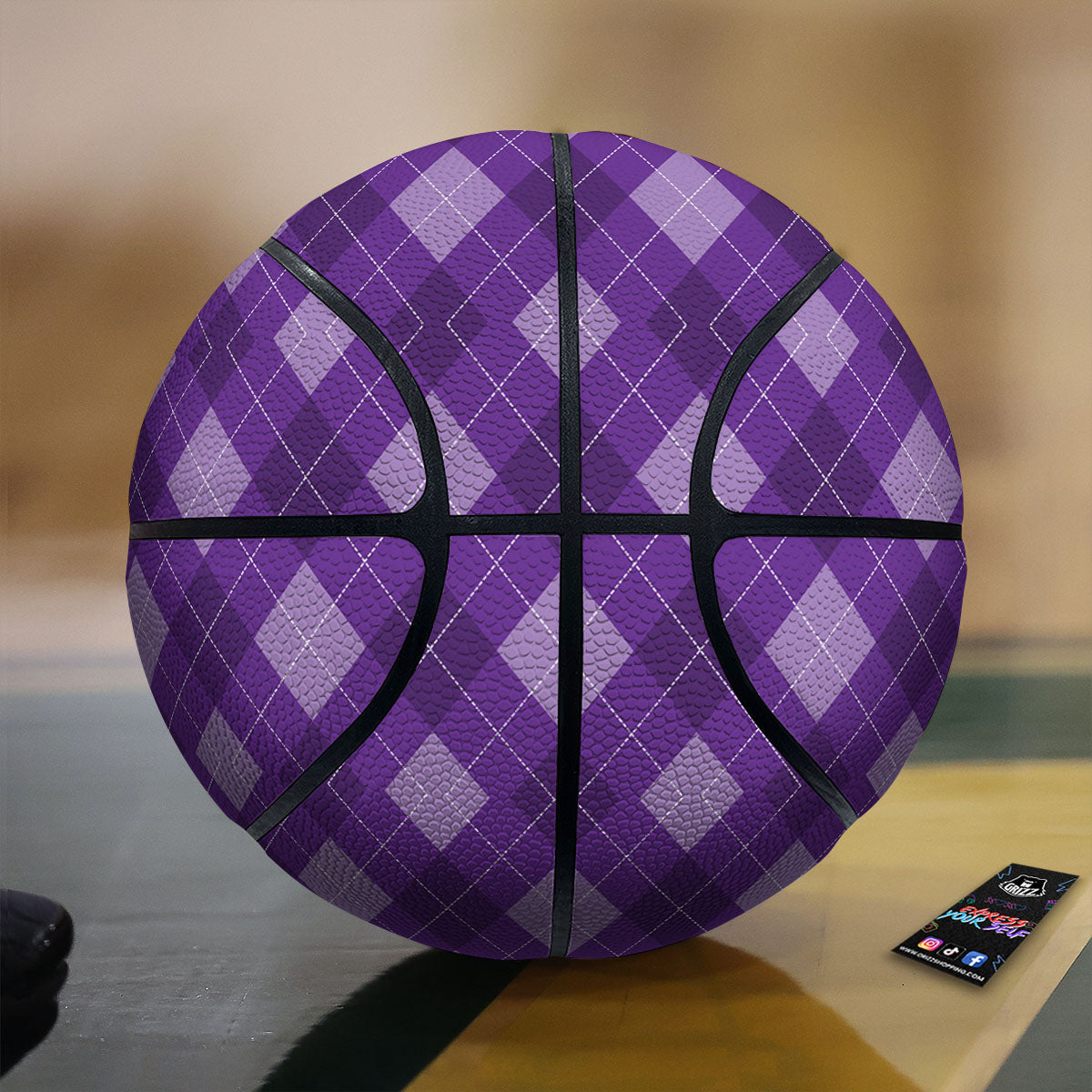 Argyle Purple Print Pattern Basketball-grizzshop
