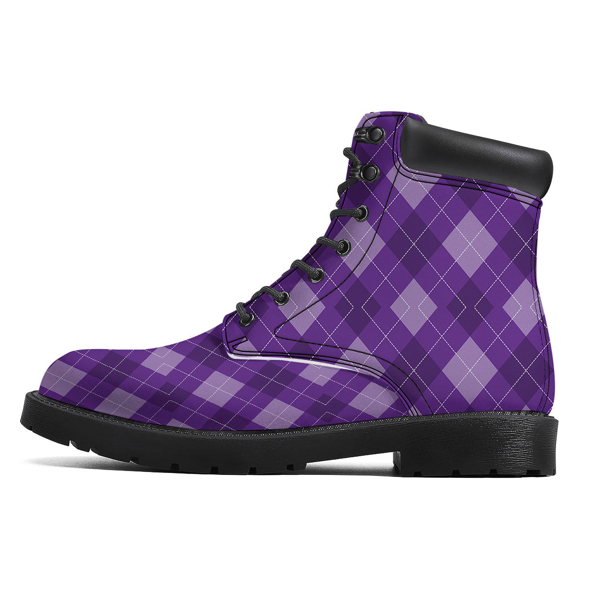 Argyle Purple Print Pattern Boots-grizzshop