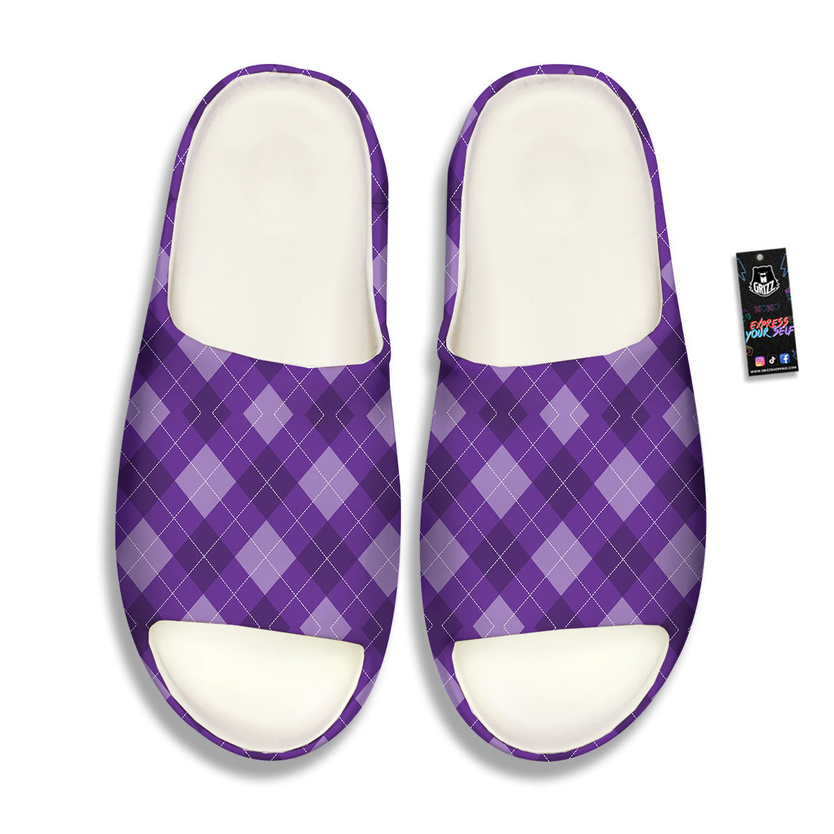Argyle Purple Print Pattern Sandals-grizzshop