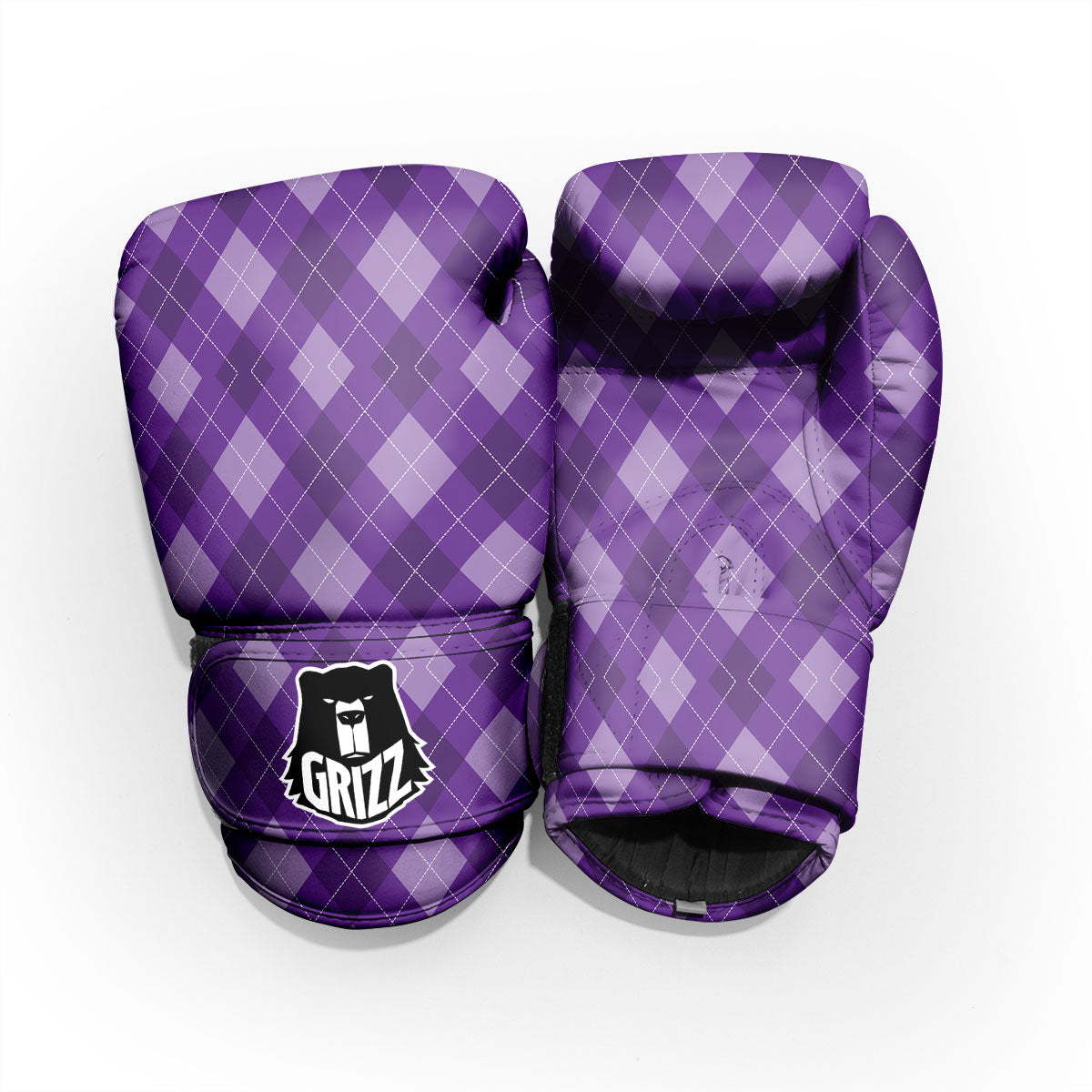 Argyle Purple Print Pattern Sparring Gloves-grizzshop