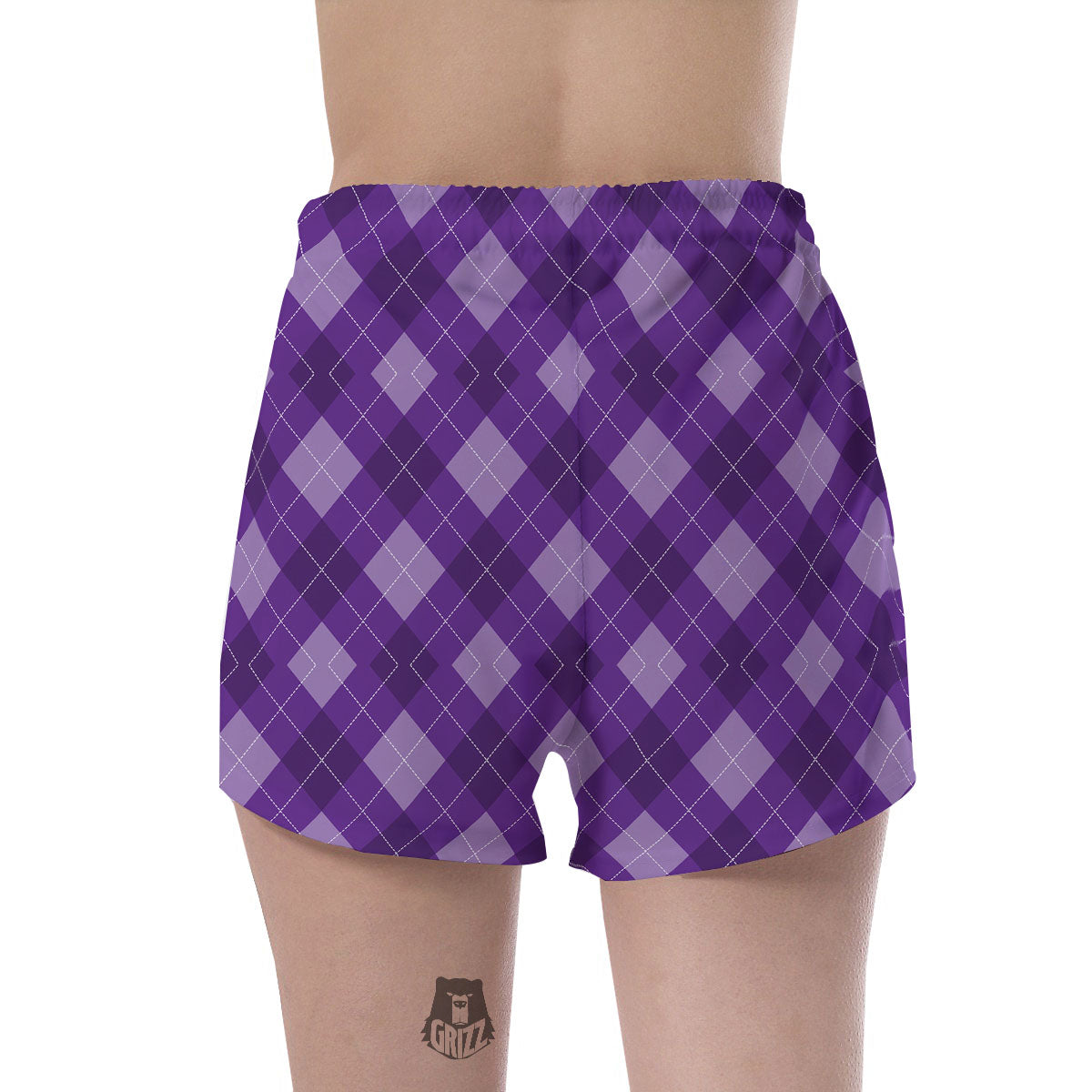 Argyle Purple Print Pattern Women's Shorts-grizzshop