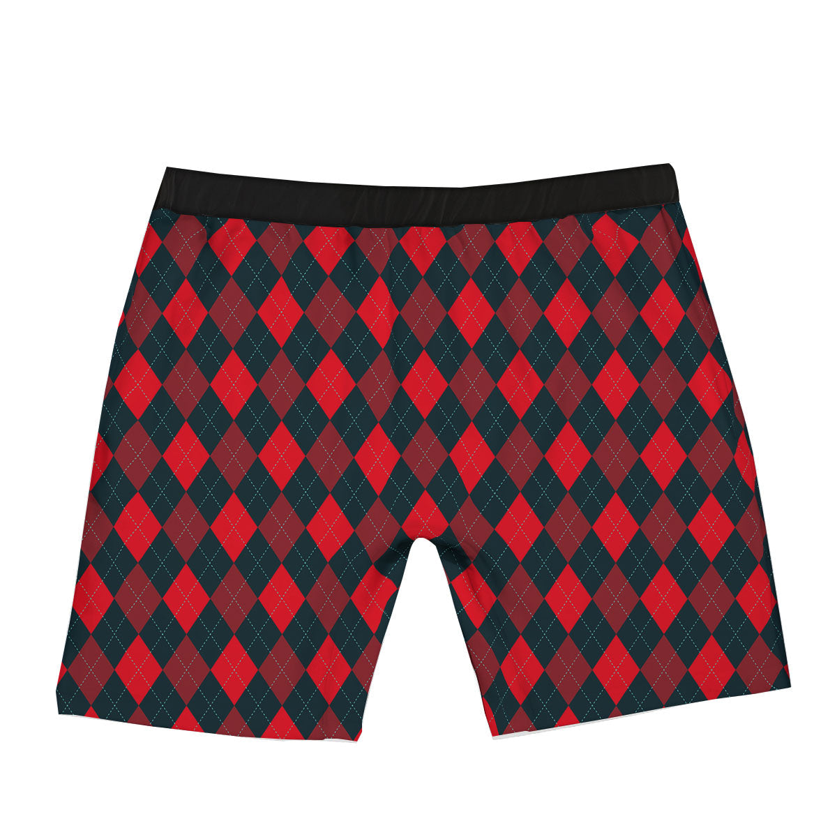Argyle Red And Black Print Pattern Boxer Briefs-grizzshop