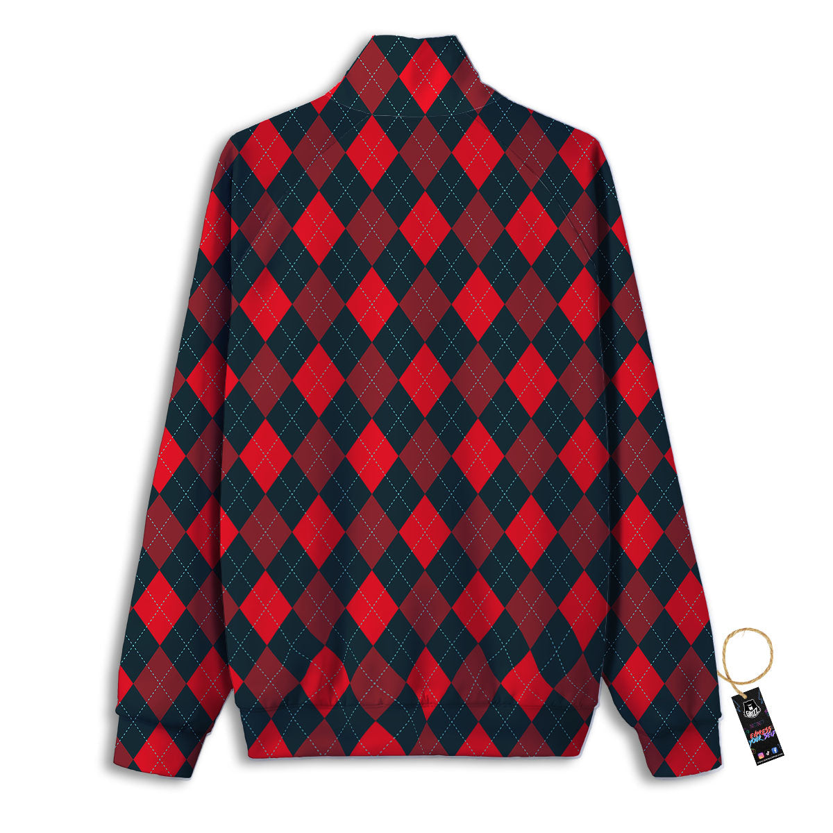 Argyle Red And Black Print Pattern Track Jacket-grizzshop
