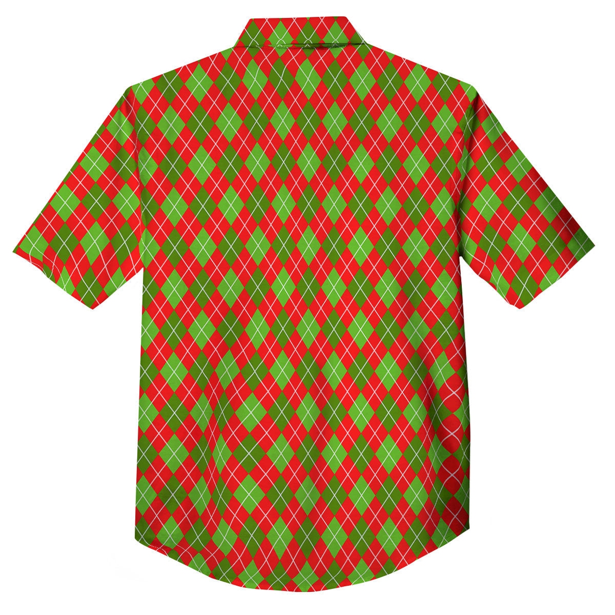 Argyle Red And Green Print Pattern Button Up Shirt-grizzshop