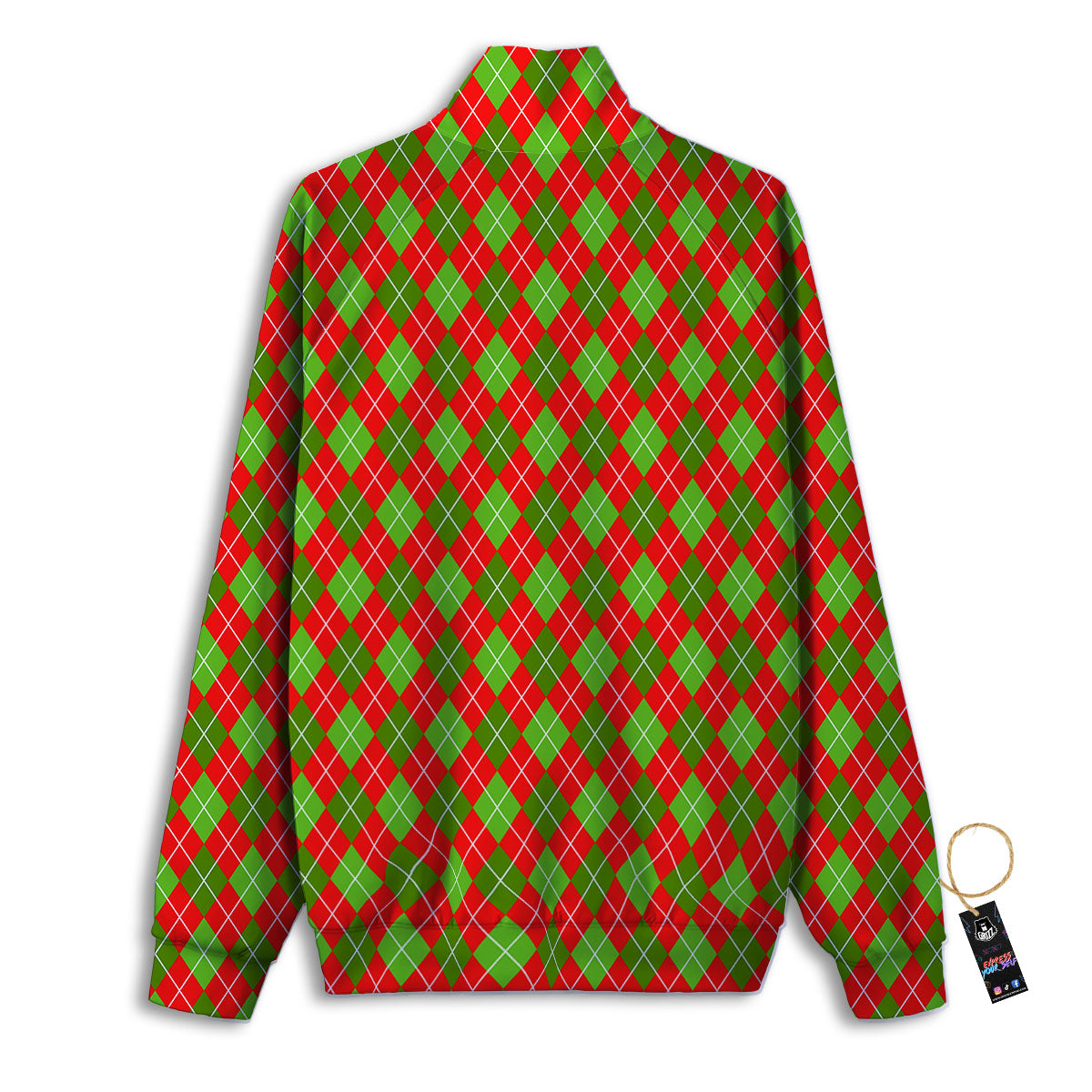 Argyle Red And Green Print Pattern Track Jacket-grizzshop