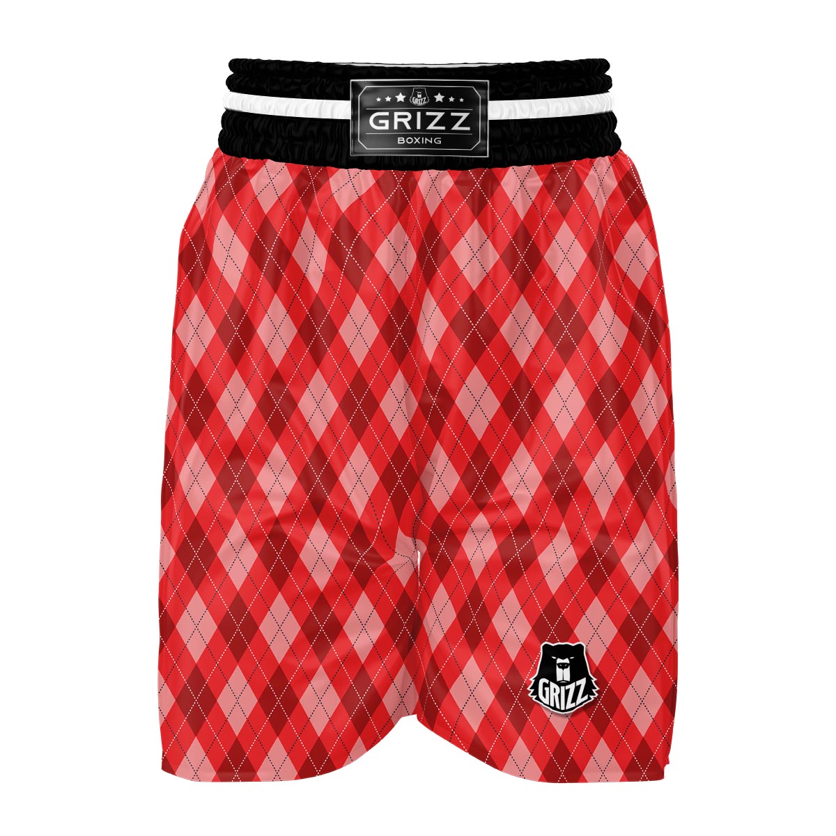 Argyle Red Pattern Print Boxing Shorts-grizzshop