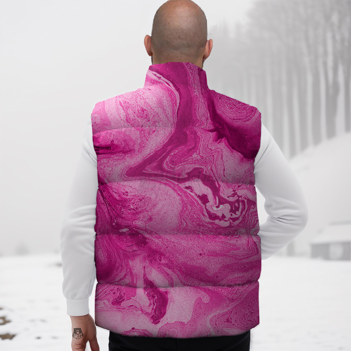 Argyle Red Pattern Print Down Vest-grizzshop