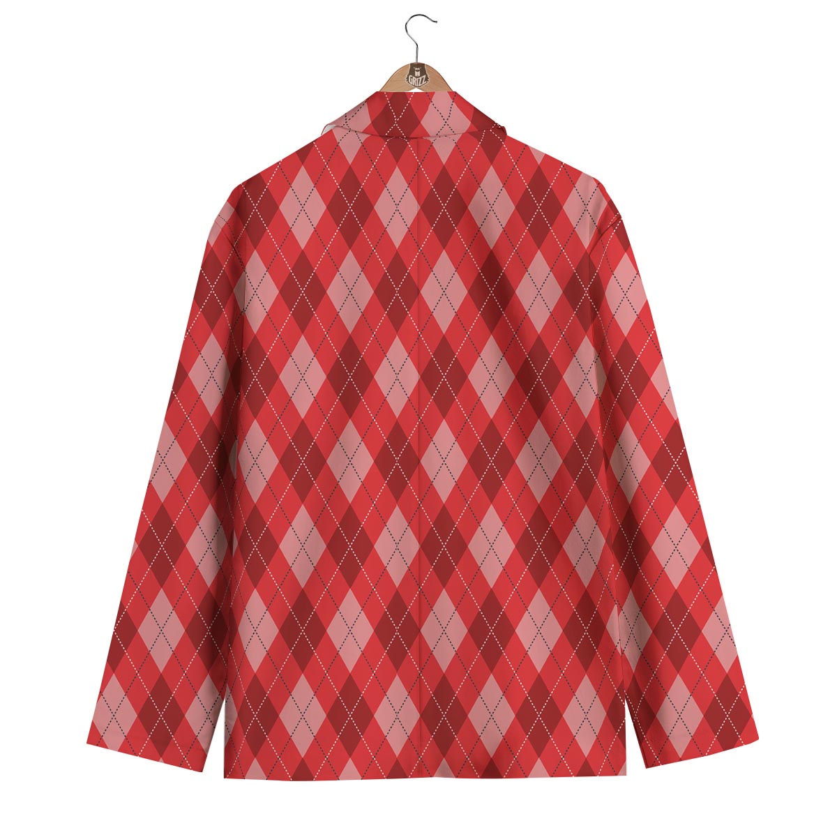 Argyle Red Pattern Print Men's Blazer-grizzshop