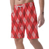 Argyle Red Pattern Print Men's Shorts-grizzshop