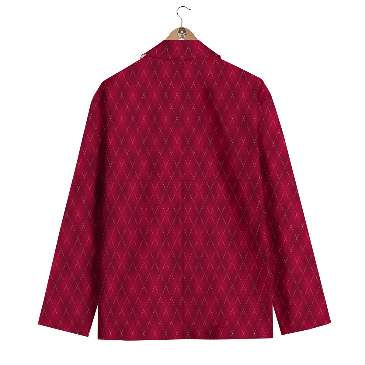 Argyle Red Print Pattern Men's Blazer-grizzshop