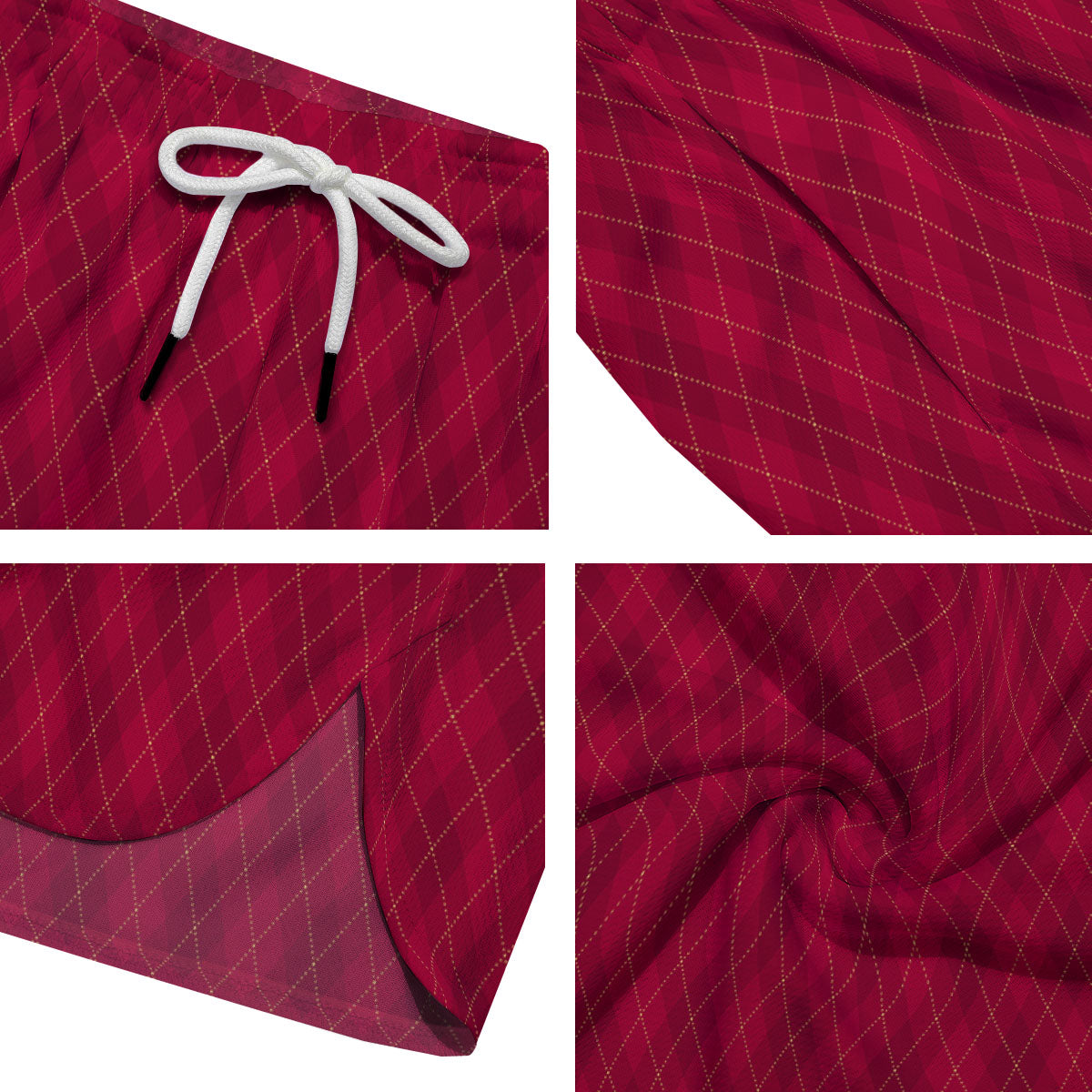 Argyle Red Print Pattern Men's Running Shorts-grizzshop