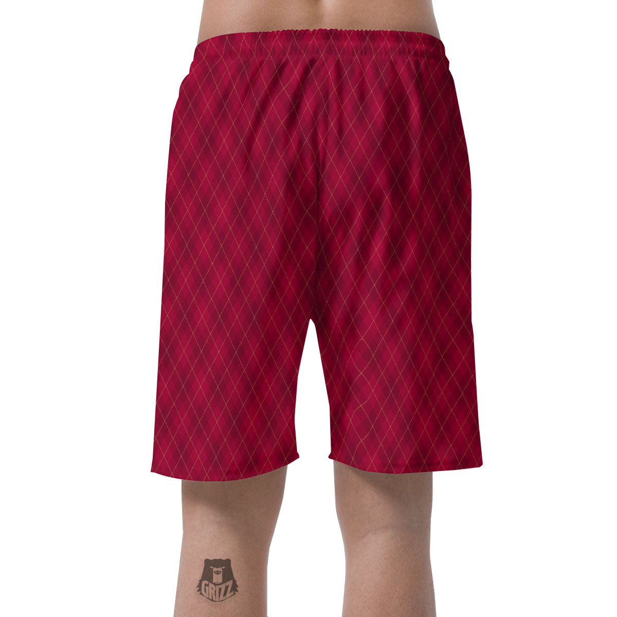 Argyle Red Print Pattern Men's Shorts-grizzshop