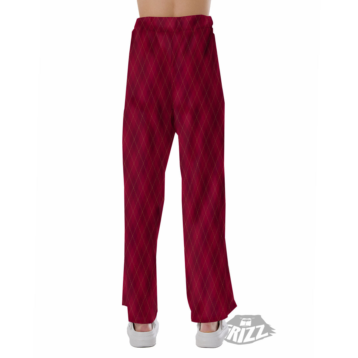 Argyle Red Print Pattern Pajama Pants-grizzshop