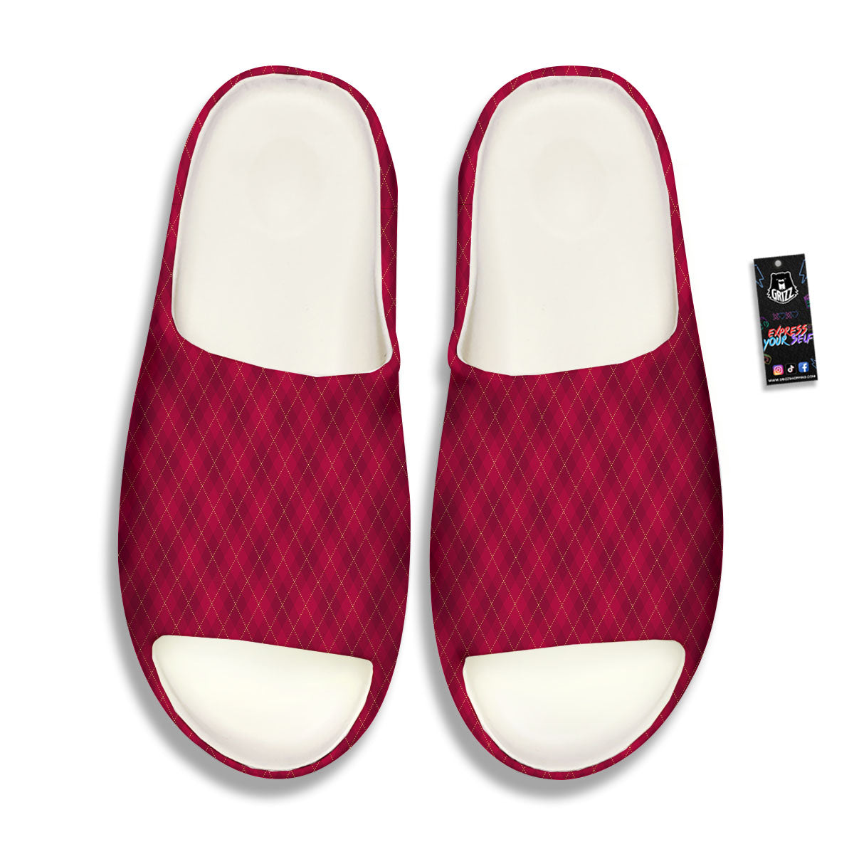 Argyle Red Print Pattern Sandals-grizzshop
