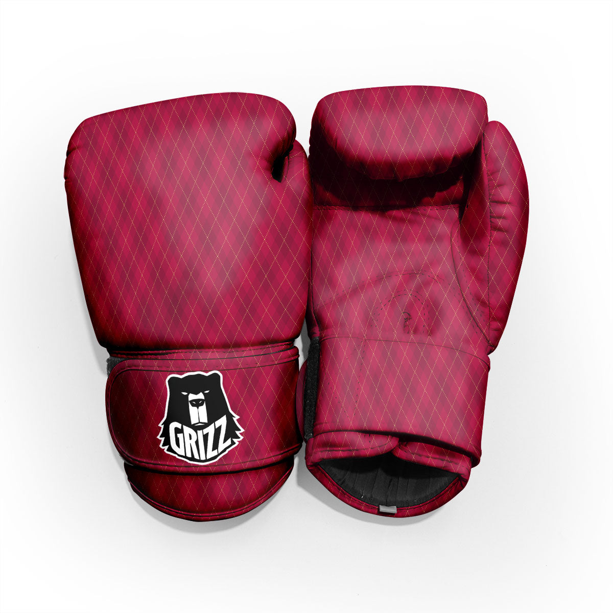 Argyle Red Print Pattern Sparring Gloves-grizzshop