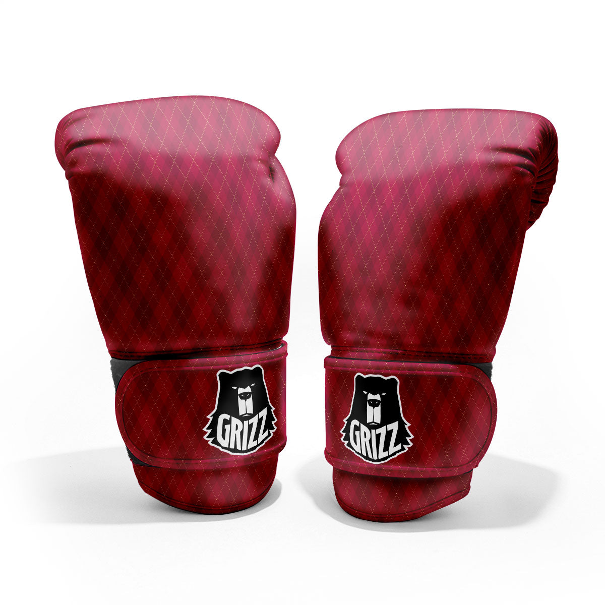Argyle Red Print Pattern Sparring Gloves-grizzshop