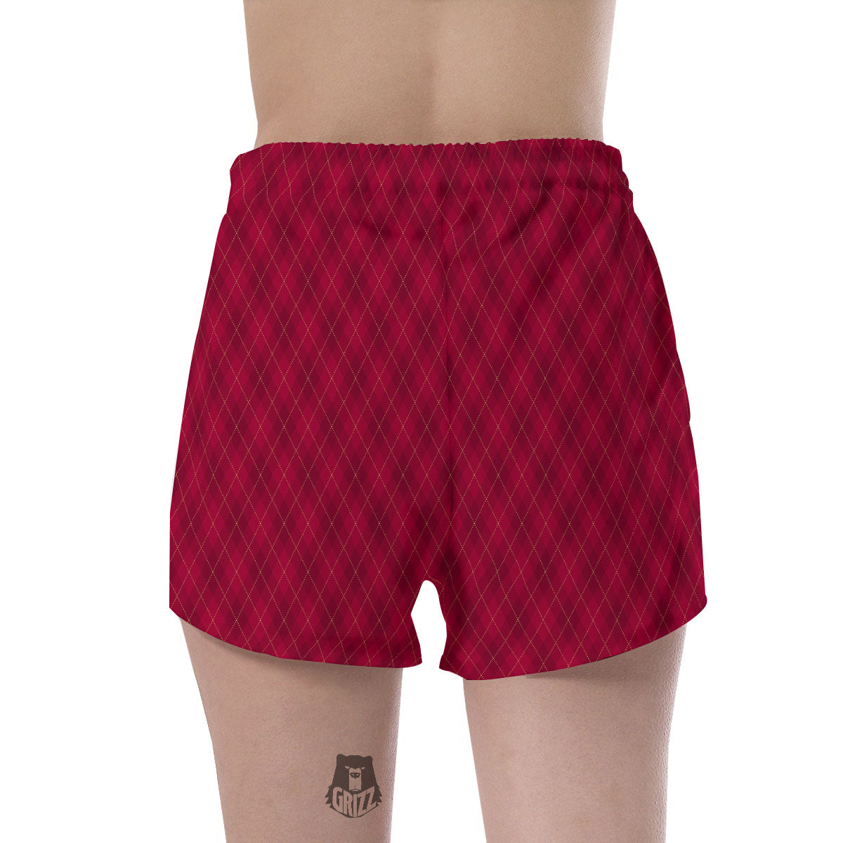 Argyle Red Print Pattern Women's Shorts-grizzshop