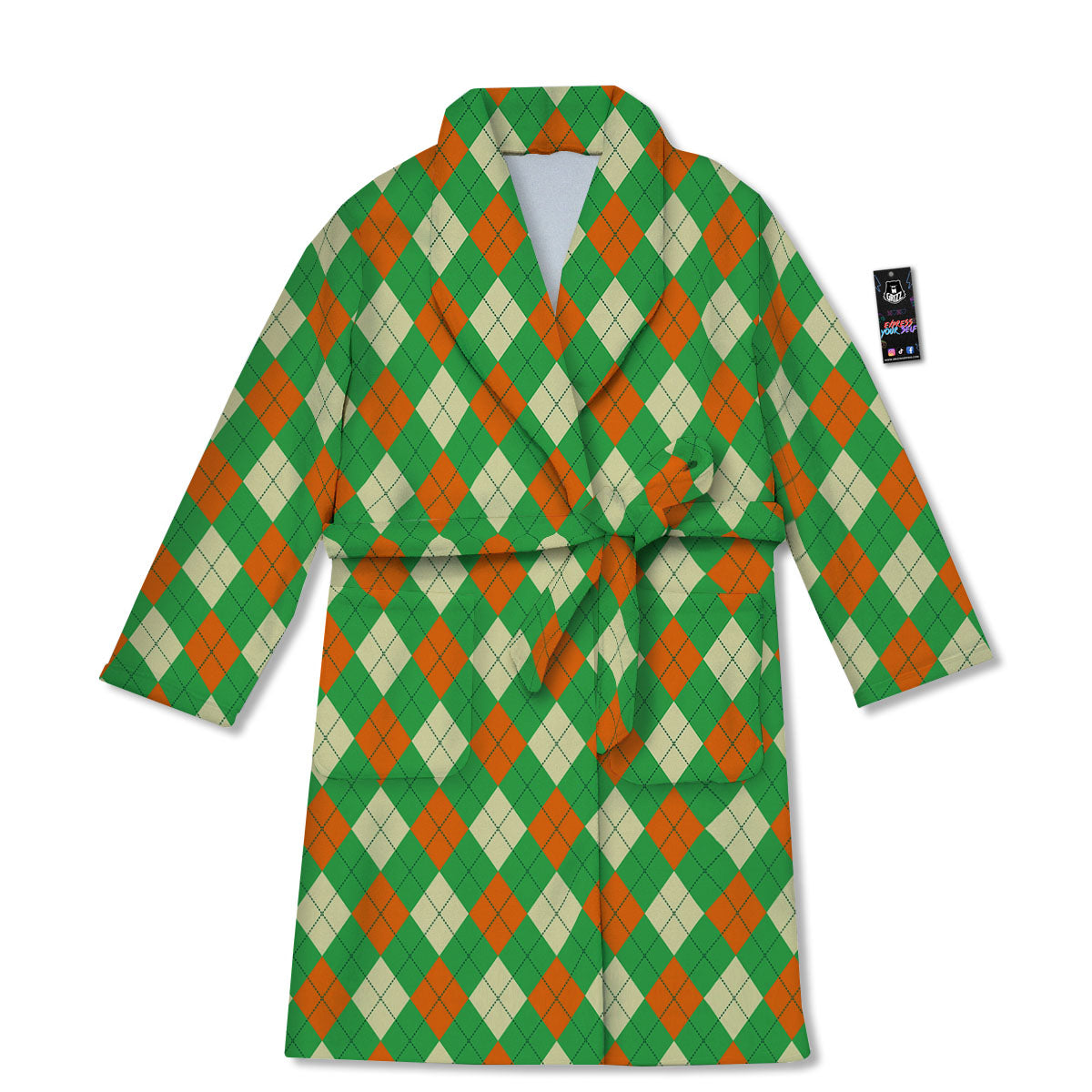 Argyle Saint Patrick's Day Print Pattern Bathrobe-grizzshop