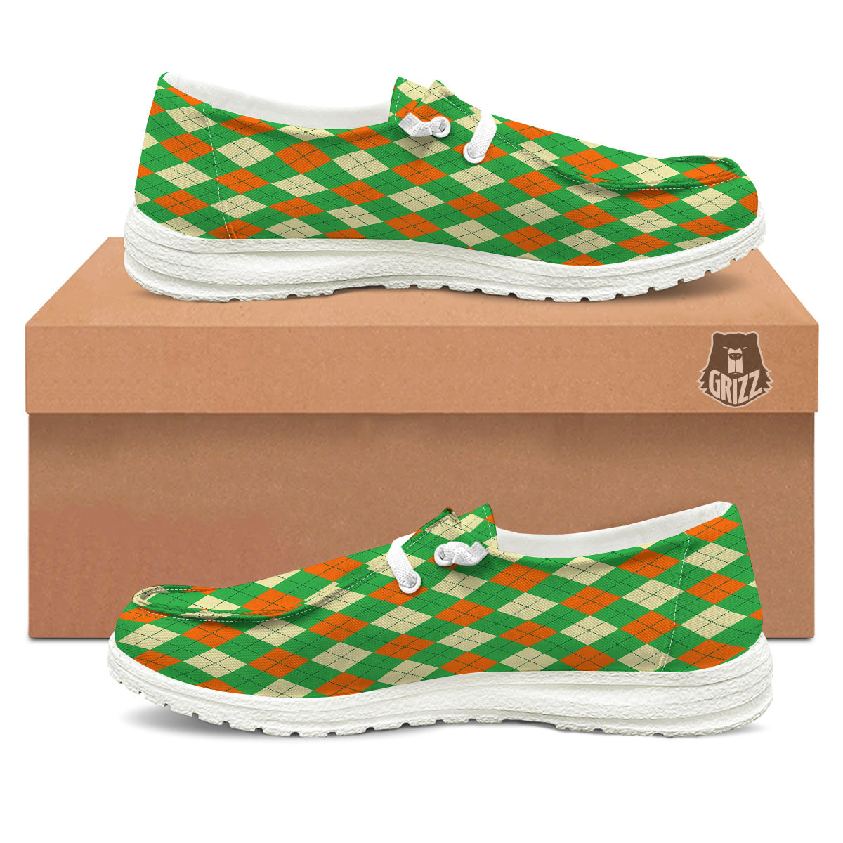 Argyle Saint Patrick's Day Print Pattern Black Loafers-grizzshop